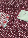 Printed shirt and embroiderd trouzer three piece article rk156
