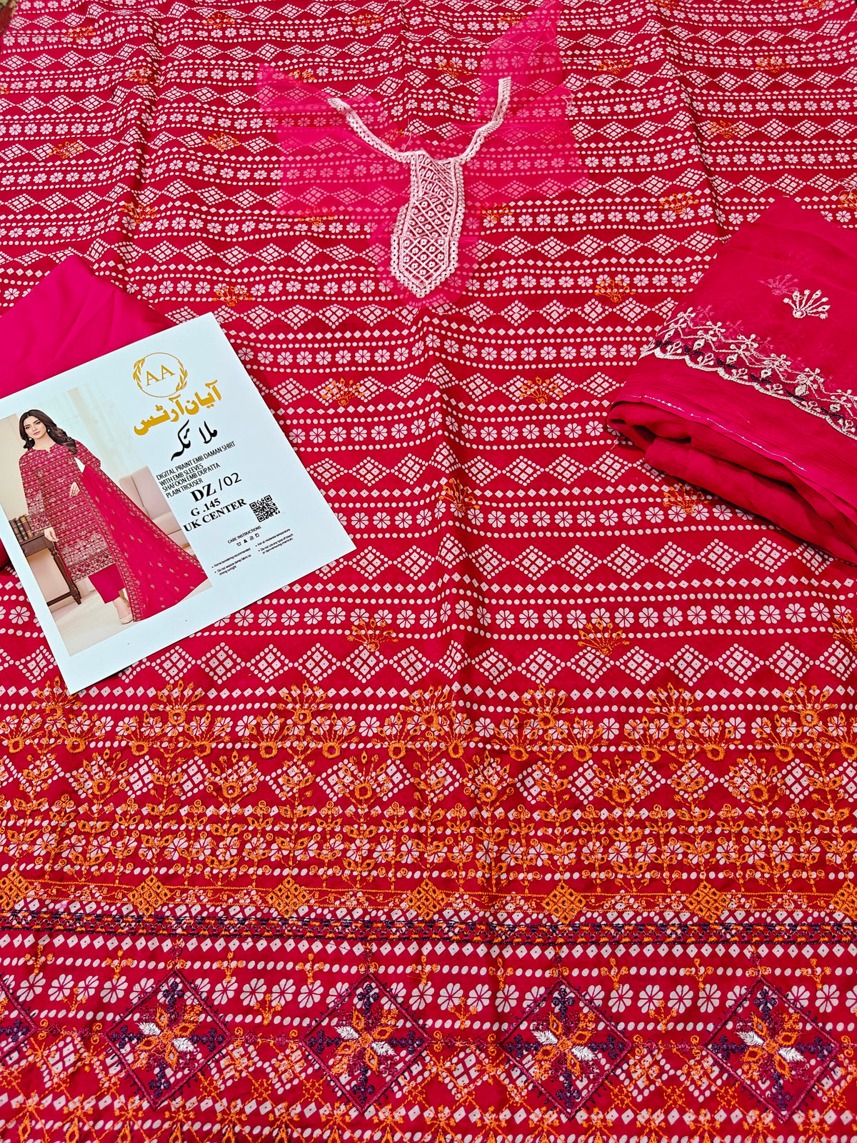Full  embroiderd three piece article lawn